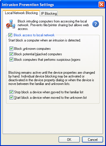 Intrusion Prevention Settings