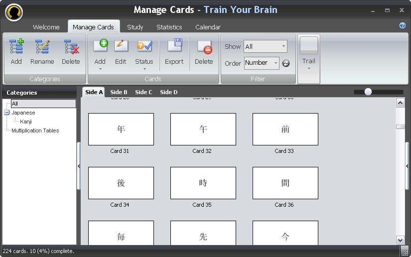 Manage cards - side A