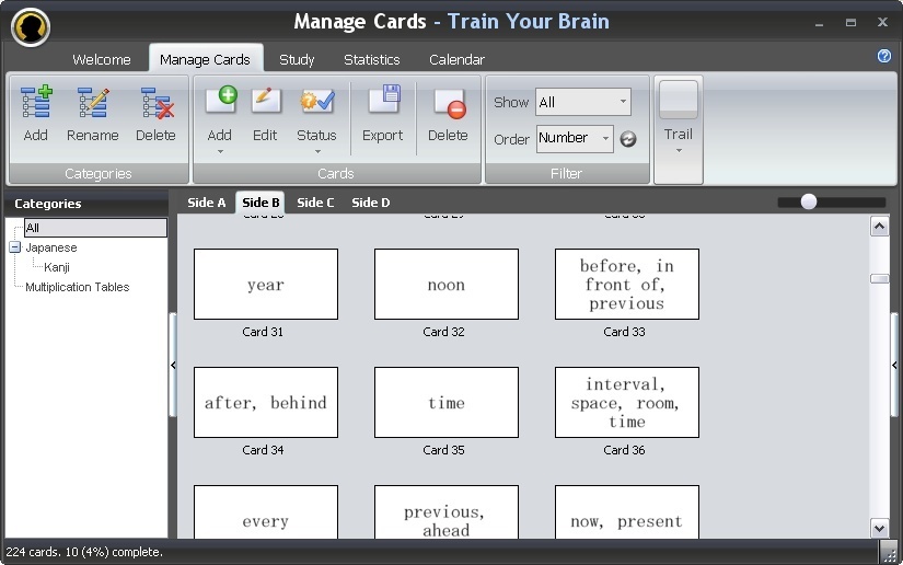 Manage cards - side B