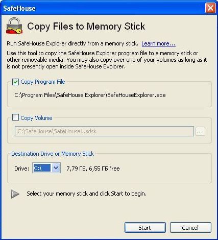 Copy files to memory stick