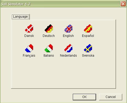 Language selection screen