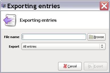 Exporting entries