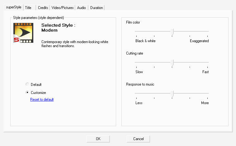 muvee Pro Modern stylePack 5.0 Personalization Option