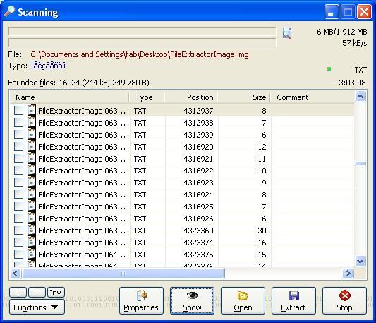 Scanning retrieved many readable txt from the disk image