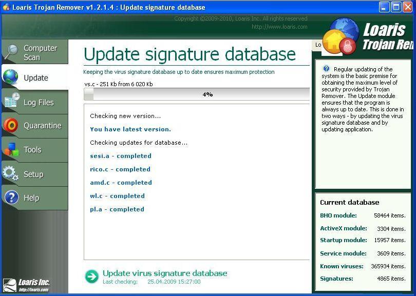 Update signature database