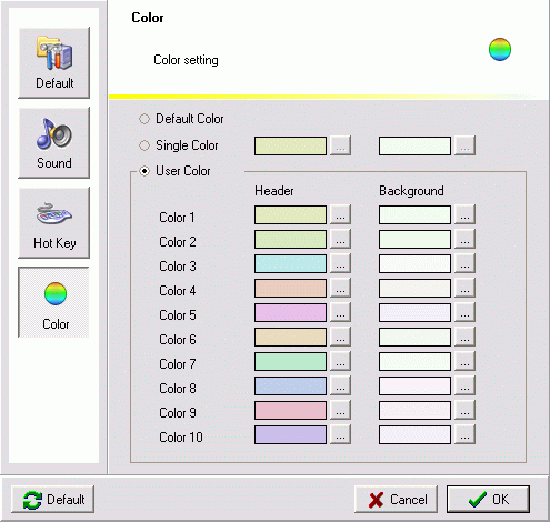 Color setting window