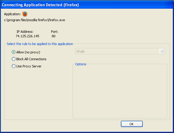 Connecting Application Detected