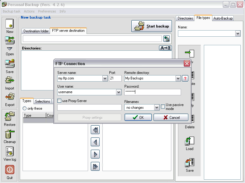 Personal backup to FTP server