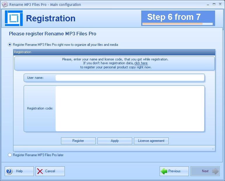 Step 6 - Registration Window